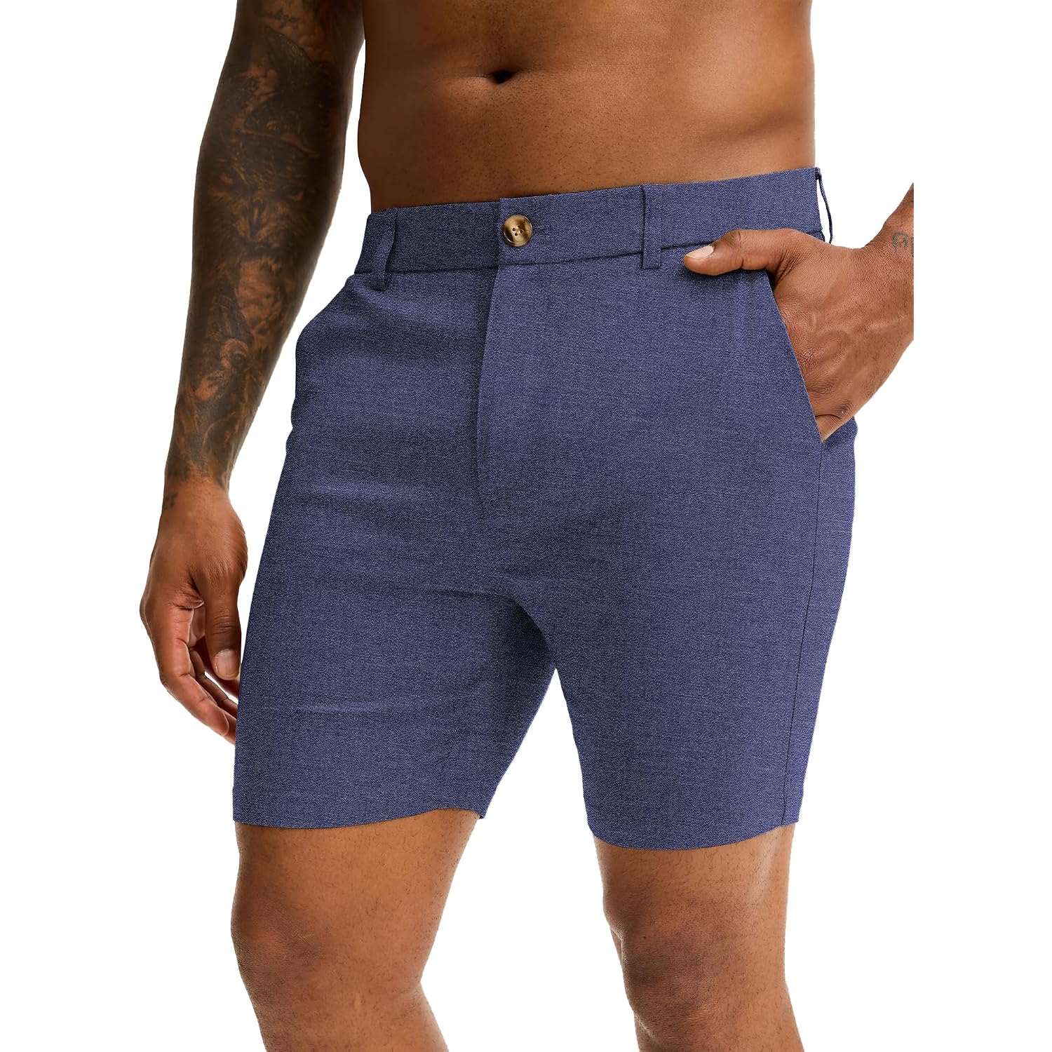 Comdecevis Men'S Slim Fit 7" Inseam Chino Shorts - Stretch Skinny Dress Shorts For Work Casual