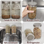 2 Pack ONE-PIECE 316 Surgical Stainless Steel Sprouting Lids for Wide Mouth Mason Jar (Ball Kerr) - One-Piece- Strainer Mesh Lids - Rust-Proof