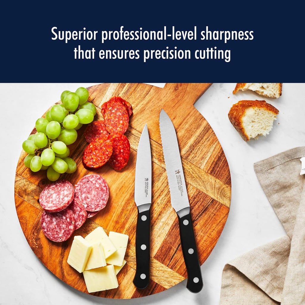 HENCKELS Solution Razor-Sharp 4-inch Compact Chef Knife, German Engineered Informed by 100+ Years of Mastery, Black/Stainless Steel