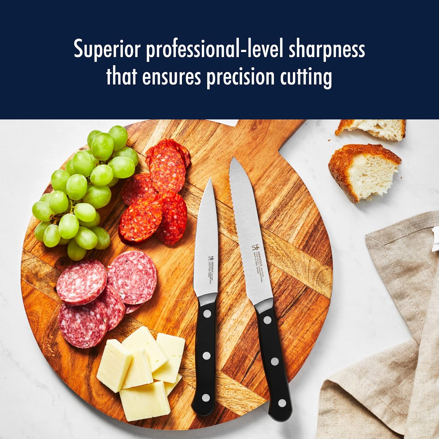 HENCKELS Solution Razor-Sharp 4-inch Compact Chef Knife, German Engineered Informed by 100+ Years of Mastery, Black/Stainless Steel