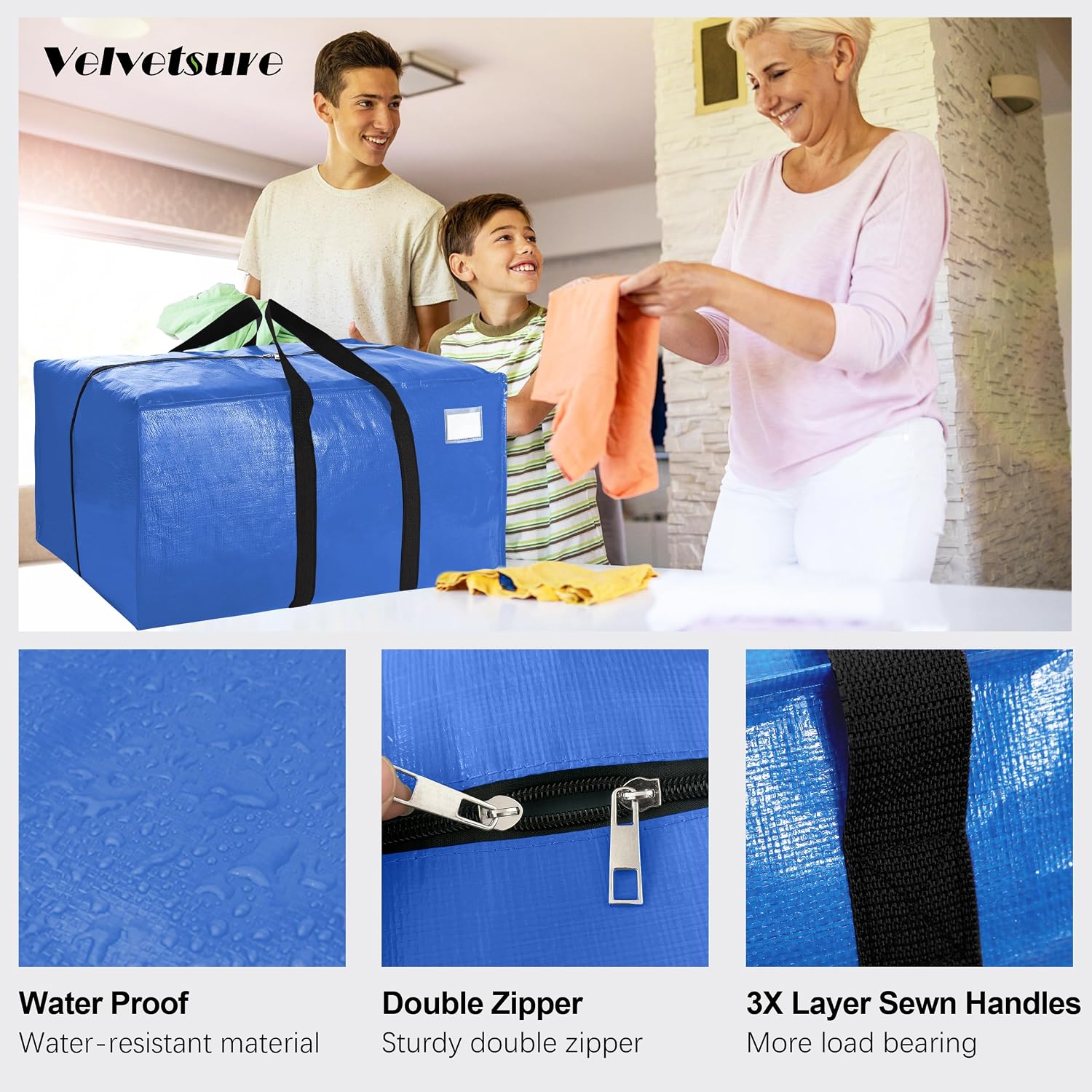 Heavy Duty Extra Large Moving Bags W/Backpack Straps - Strong Handles & Zippers, Storage Totes For Space Saving, Fold Flat, Alternative To Box And Bin (Set Of 6, Multicolor)