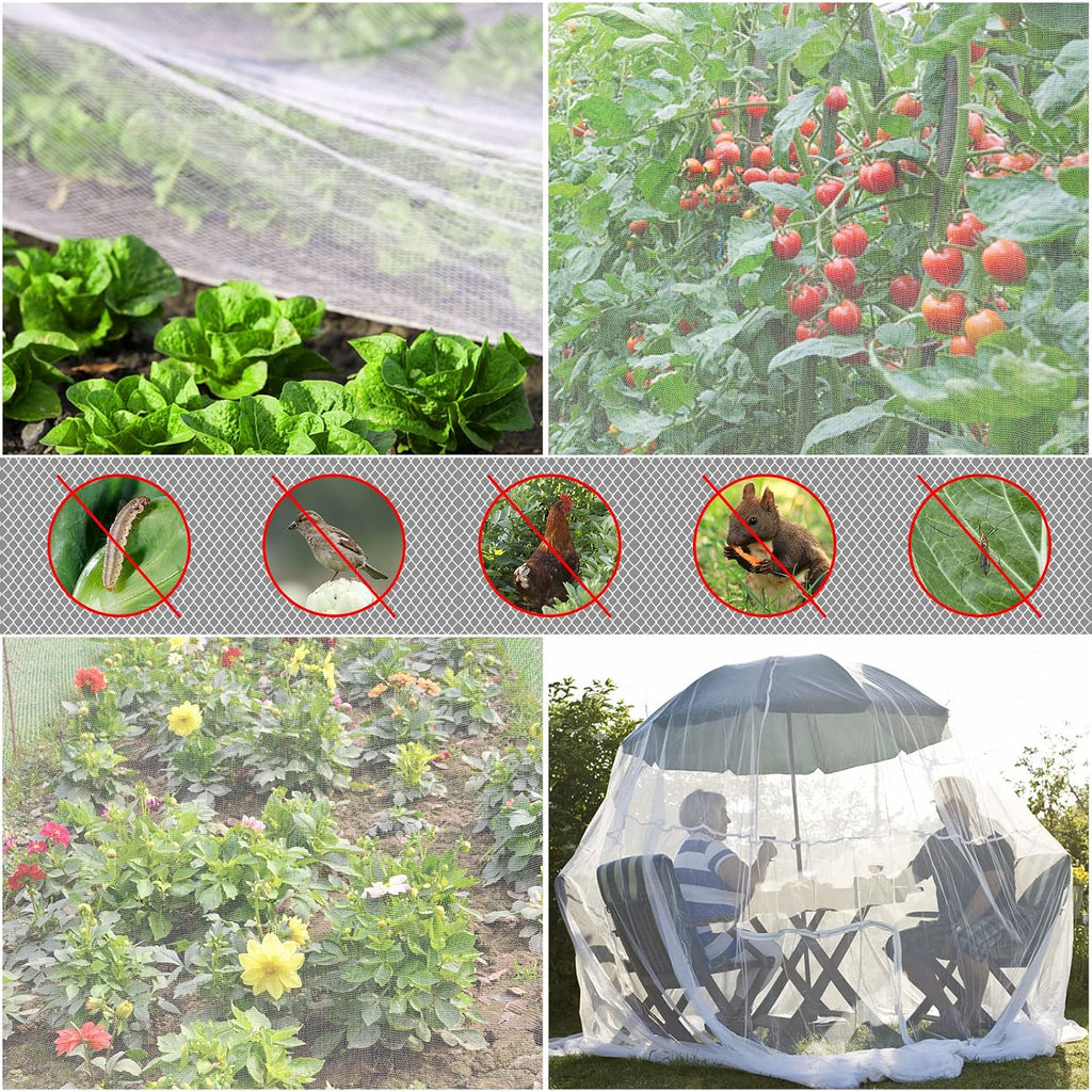 Rifny Garden Netting, 2 Pack 10X33Ft Ultra Fine Mesh Netting Pest Barrier Protection Bird Mosquito Net Plants Cover For Vegetables Fruits Flowers Crops Greenhouse Row Cover Raised Bed Patio