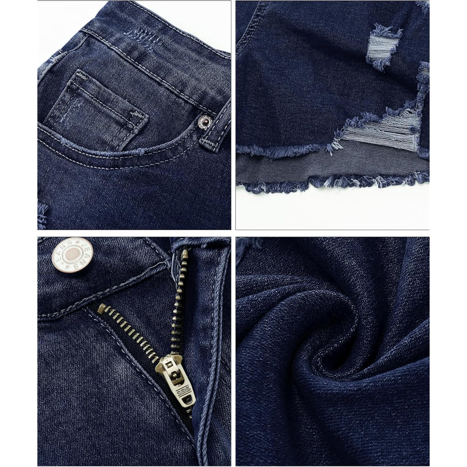 Jean Shorts for Women High Waisted Stretchy Distressed Denim Shorts Ripped Frayed Raw Hem Summer Casual Shorts