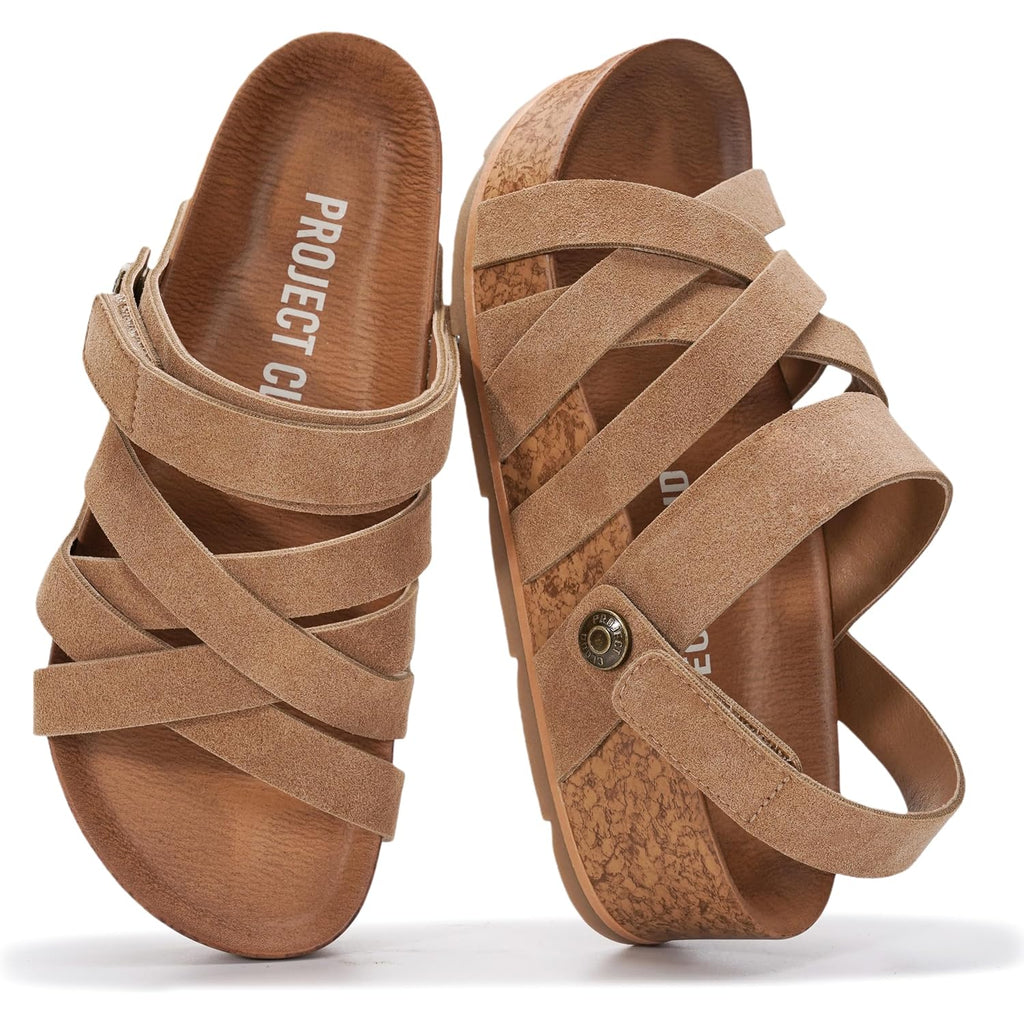 Project Cloud 100% Genuine Leather Platform Sandals Women – Strappy Wedges With Comfortable Plush Insole – Lightweight & Non Slip Wedge Sandals For Women 2026 (Pacifica)