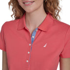 Nautica Women'S 5-Button Short Sleeve Breathable 100% Cotton Polo Shirt