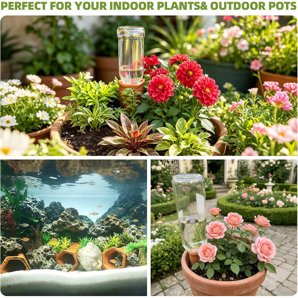 10 Pack Terracotta Watering Spikes, Plant Watering Devices Wine Bottle Automatic Plant Self Watering Spikes For Vacations, Self-Watering Stakes For Indoor Outdoor Plants