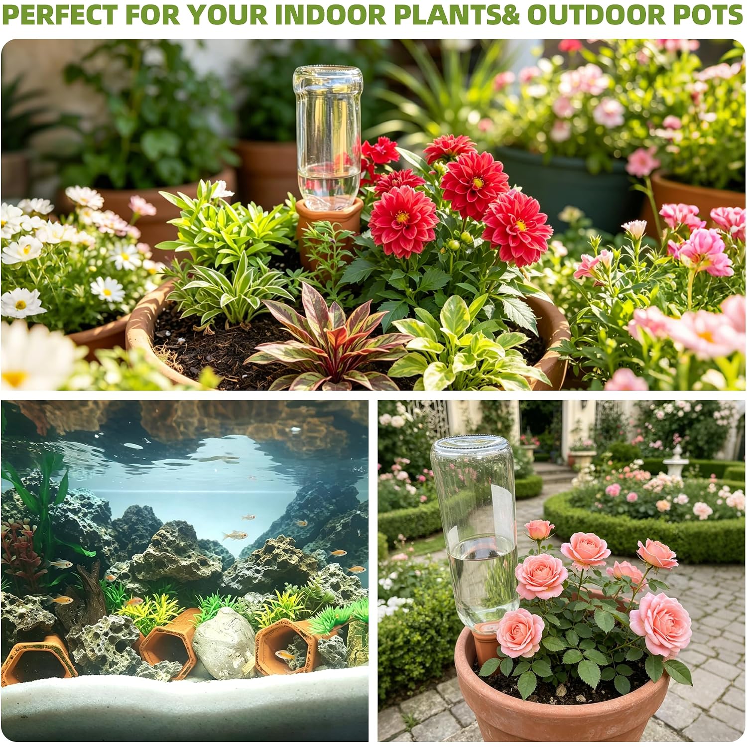 10 Pack Terracotta Watering Spikes, Plant Watering Devices Wine Bottle Automatic Plant Self Watering Spikes For Vacations, Self-Watering Stakes For Indoor Outdoor Plants