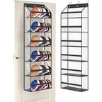 Clear Over The Door Hat Racks For Baseball Caps, Large Holds Up To 72 Caps Hat Storage Organizer For Closet Wall, Deep Pockets Hanging Hat Holder With 3 Hooks, Black