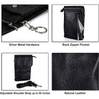 befen Genuine Leather Small Crossbody Bags for Women Cell Phone Bag Cross Body Purses,Silver Zipper