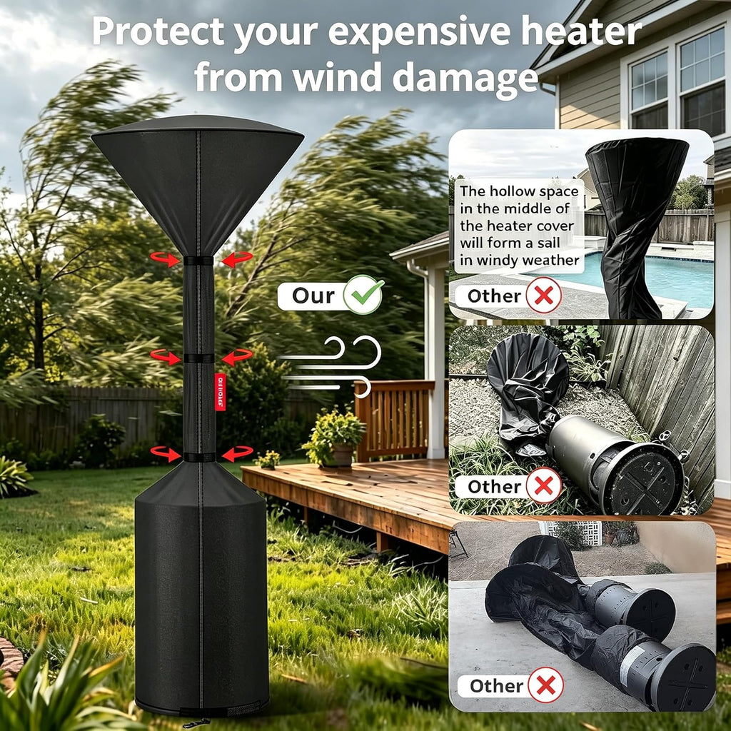 Patio Heater Covers, [2026 Upgraded Tear-Resistant Fabric] Waterproof With Robust Zipper,Dustproof/Wind/Sunlight/Snow-Resistant, (89"H X 33"D X 19"B ,Black)