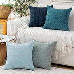 Pack Of 4 Throw Pillow Covers 18X18 Inch Blue Series Boho Cushion Covers Decorative Farmhouse Pillow Covers For Couch Bed Sofa Living Room Home Decor Soft Square Pillowcase