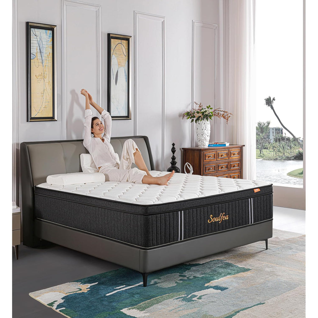 Soulfea Full Size Mattress,10 Inch Hybrid Full Mattress In A Box With Memory Foam & Individual Pocket Spring For Edge Support,Pressure Relief,Medium Firm,Certipur-Us.