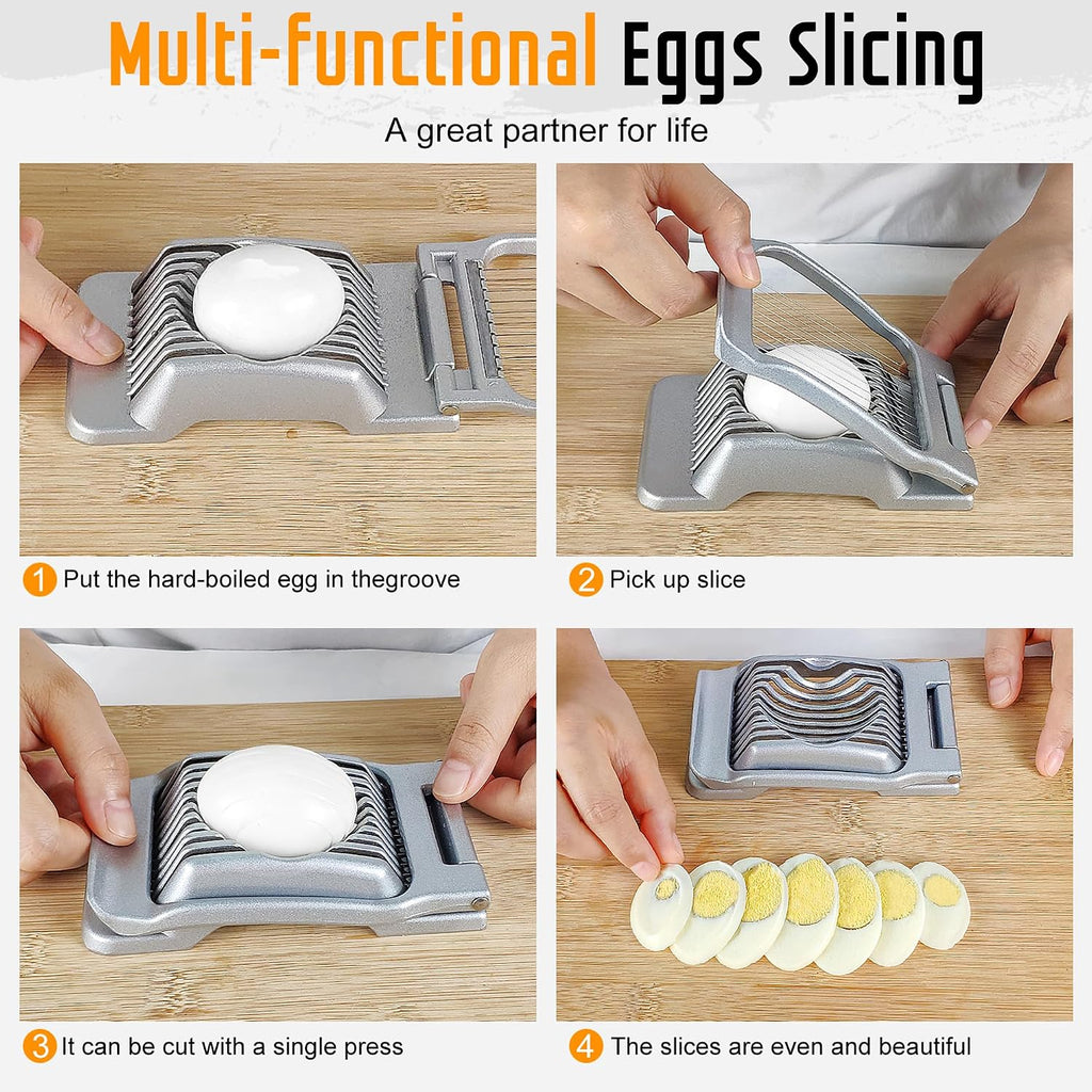 Multipurpose Heavy Duty Aluminium Egg Slicer, Stainless Steel Wire, Sliver | Dishwasher Safe, Rust Resistant, Egg Cutter For Hard Boiled Eggs, Soft Food And Soft Fruit, Salads, Butter, Cheese, Spam