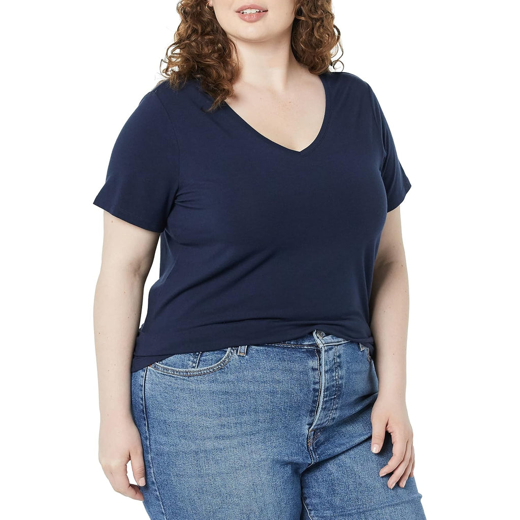 Amazon Essentials Women'S Plus Size Short-Sleeve V-Neck T-Shirt