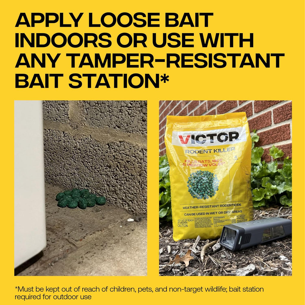 Victor Rodent Killer, 4 Lb Fish-Flavored Bait Balls, Mouse Poisoning Bait | Rat Poison For Indoor & Outdoor Use, Mice Killer, Effective Pest Control For Rats, Mice, Voles, Weather-Resistant Rodent Bait