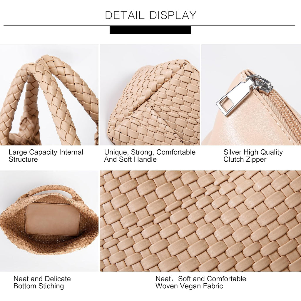 Vegan Leather Purses For Women, Handmade Purses And Handbags Summer Beach Travel Tote Shoulder Bag | Woven
