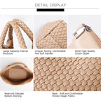 Vegan Leather Purses For Women, Handmade Purses And Handbags Summer Beach Travel Tote Shoulder Bag | Woven