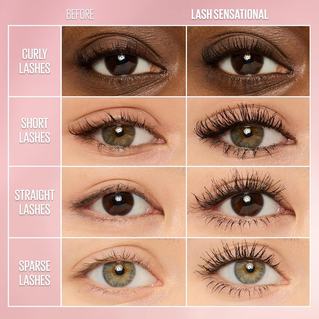 Maybelline Lash Sensational Washable Mascara, Lengthening And Volumizing For A Full Fan Effect, Brownish Black, 1 Count