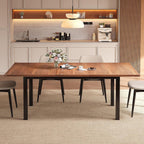 Extendable Dining Table For 4-6, 63" Modern Kitchen Table, Farmhouse Dining Room Tables For Dining, Kitchen, Office, Living Room, Rectangular Wooden Tables, Space Saving (Walnut)