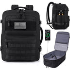 Tsa Approved Carry On Backpack, Extra Large Tactical Travel Backpack For Men, Airplane Approved Weekender Bag For Flight (Black)