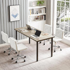 Vecelo Pu Leather Mid-Back Armless Vanity Chair Adjustable Height 360° Rolling Swivel For Home Office Work, White