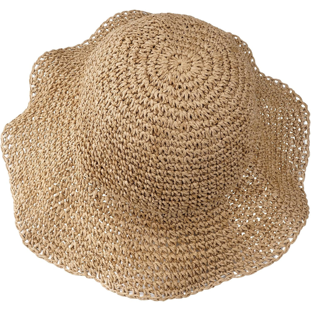 Summer Straw Hats for Women Wide Brim Foldable Summer Beach Vacation Packable Travel Cap Lightweight Brown Brown