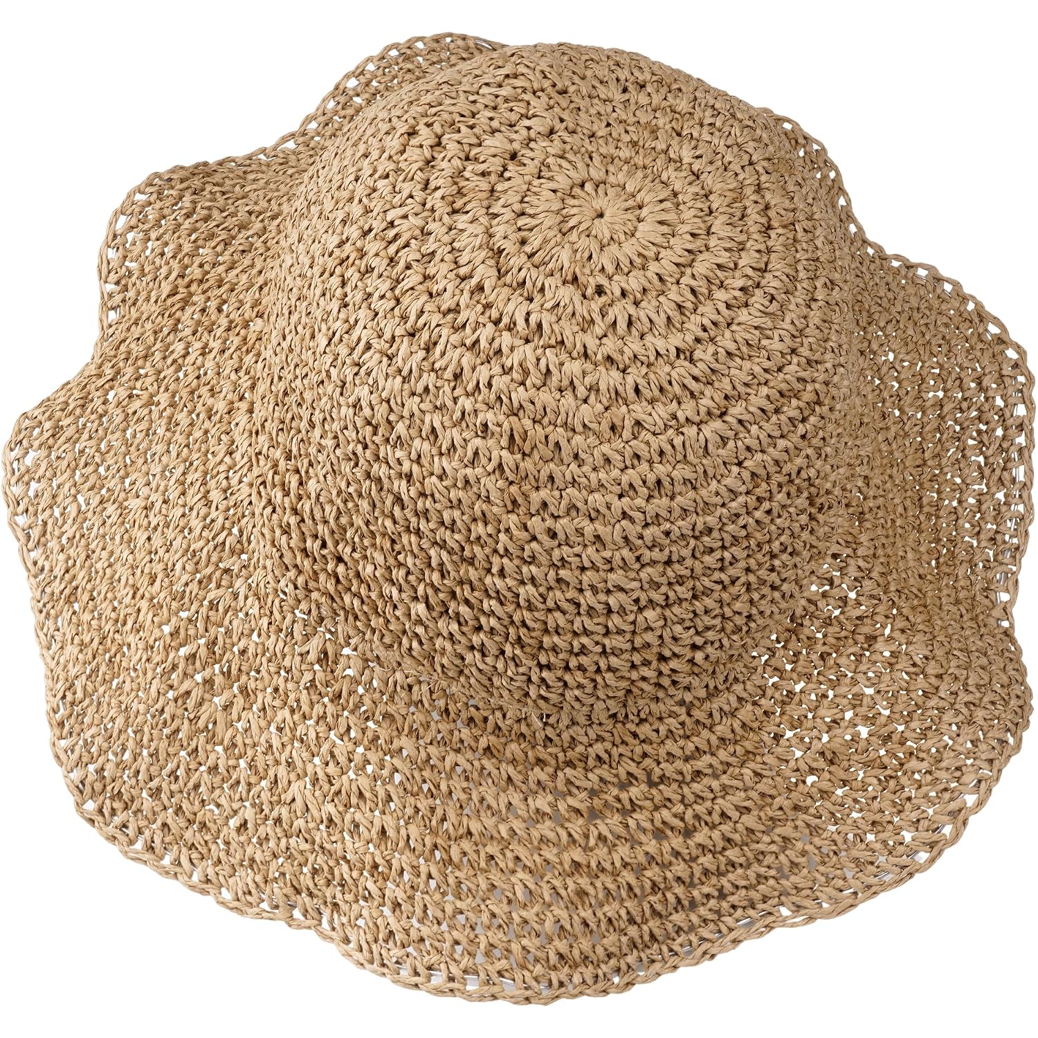 Summer Straw Hats for Women Wide Brim Foldable Summer Beach Vacation Packable Travel Cap Lightweight Brown Brown