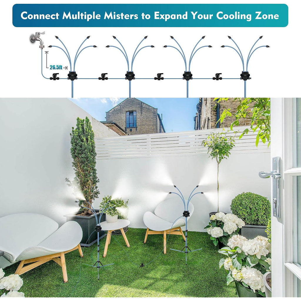 Standing Misters For Outside Patio, Adjustable Height 5.3 Ft Stand Misting System For Cooling Outdoor, Portable Water Mister For Mist Playing, Patio Cooling, Backyard, Porch, Sprinkler