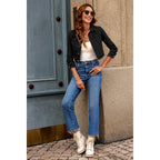 Luvamia 2026 Cropped Jean Jackets For Women Fashion Short Denim Shacket Jacket Lightweight Fitted Stretchy With Pockets