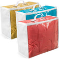 3 Pack Clear Plastic Storage Bags, Durable Zippered Storage Bags For Comforters, Blankets, Clothes, And Bedding - Breathable Nonwoven With Clear Front For Easy Organizing 20X20X8