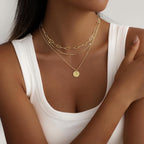 Layered Gold Necklace for Women, 14K Gold Plated Necklace Stack for Women, Dainty Adjustable Gold Necklace Set