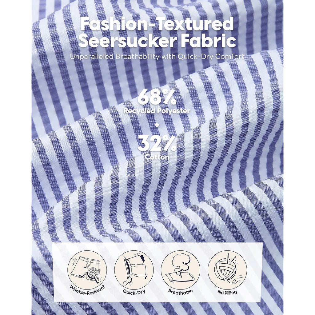 Maamgic Men'S 5/7 Inch Seersucker Shorts Casual - 6 Pockets Mens Summer Dress Drawstring Stretch Quick Dry Work Beach Shorts