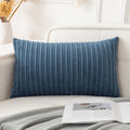 Ugasa Velvet 12X20 Inch Lumbar Soft Throw Pillow Cover Boho Farmhouse Decorative Corduroy Striped Both Sides Solid Rectangular Cushion Case For Couch Bedroom Sofa Home, 1 Piece, Dusty Blue