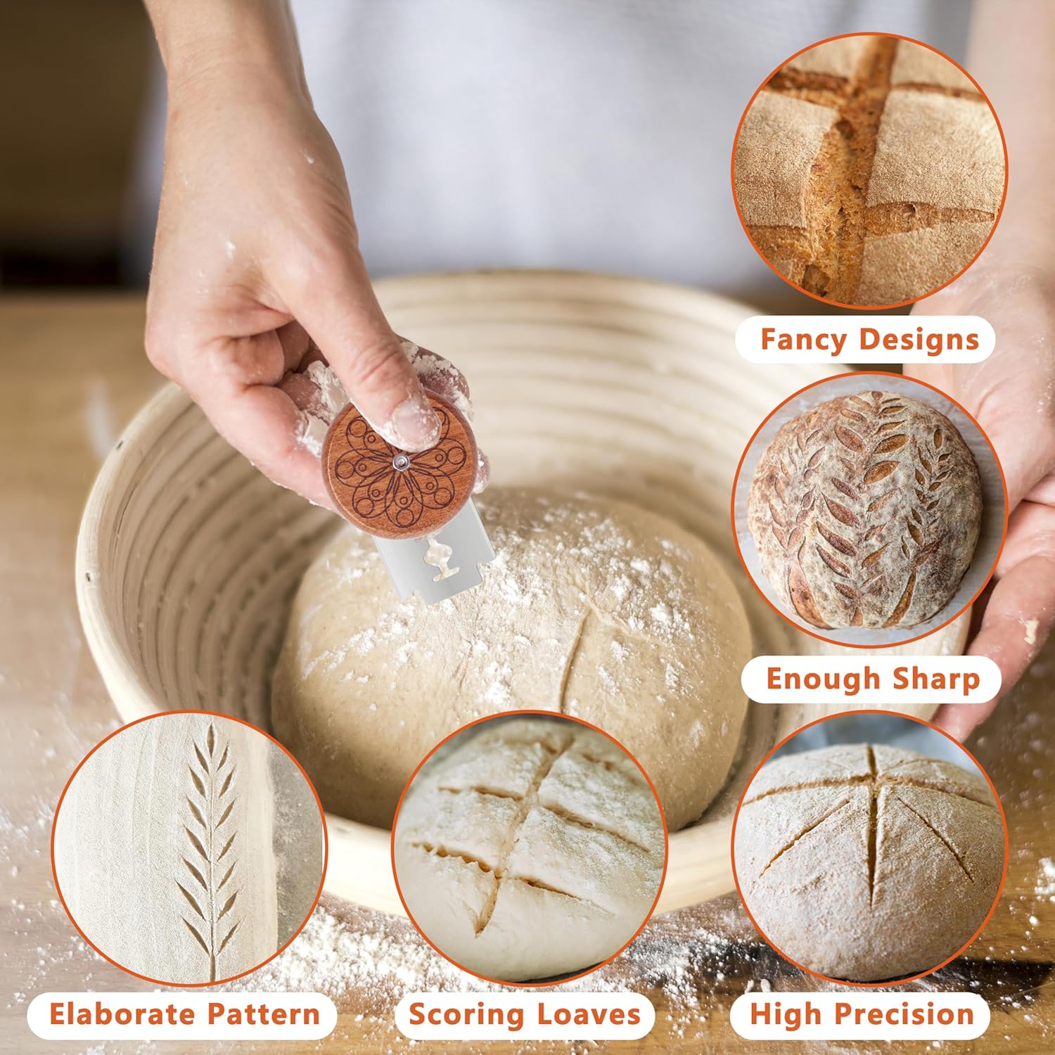 UFO Bread Lame Cutter for Homemade Sourdough,Bread Scorer Tool for Sourdough with 5 Blades and Storage Cover,Slashing Tool Bread Cutting Knife for Artisan Bread and Baguette Makers,Circle