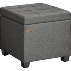 Songmics Square Storage Ottoman, Foot Stool Footrest With Legs, Ottoman Cube With Hinged Lid, For Living Room, Bedroom, 16.9 X 16.9 X 18.1 Inches, Linen-Look Fabric, Slate Gray Ulom509Gn01