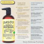 PURA D'OR Anti-Thinning Biotin Shampoo and Conditioner Natural Earthy Scent, CLINICALLY TESTED Effective Results, Herbal Blend Thickening Products For Women & Men, Original Gold Label Set, 16oz x2 | Deep Moisturizing