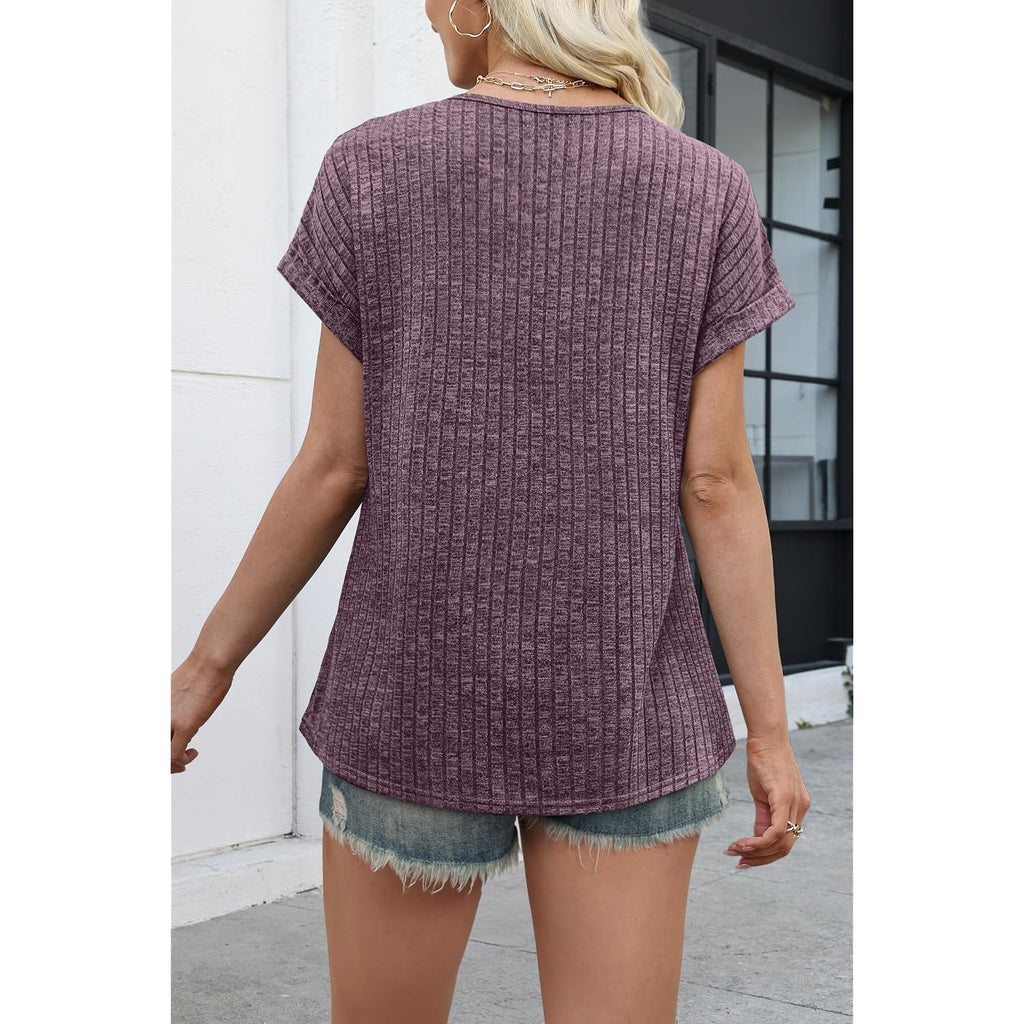 Wiholl Women Lightweight Textured Shirts Casual Short Sleeve Tunic Tops Loose Fit 2026 Summer Spring Blouses Plain/Print