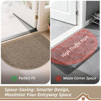 Beqhause Dirt Trapper Door Mat 17" X 30" Half Circle Non Slip Rug, Taupe | Washable Indoor Door Mat, Absorbent Doormats Entrance, Low Profile Welcome Floor Mat For Front Back Door, Small Rugs Entryway