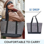 Creative Green Life Extra Large Tote Bag, Gray | Canvas Style, Carry-All, Zipper Closure, Fully Lined, For Work, School, Gym, Shopping, Travel, Overnight Bag
