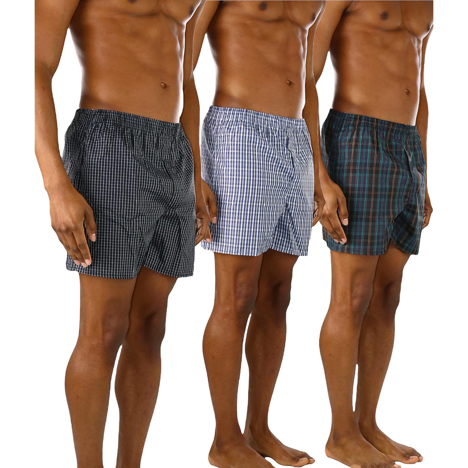 Tobeinstyle Men'S Pack Of 3 Or 6 Button Fly Loose Fit Tartan Plaid Boxer Shorts