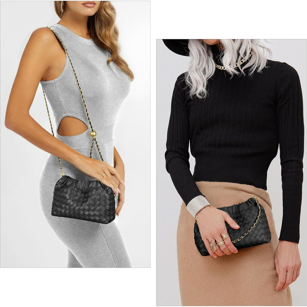 Joryin Woven Women'S Crossbody Bag & Evening Purse, Trendy Dumpling Clutch & Hobo Cloud Shoulder Bag Trendy Dumpling Clutch