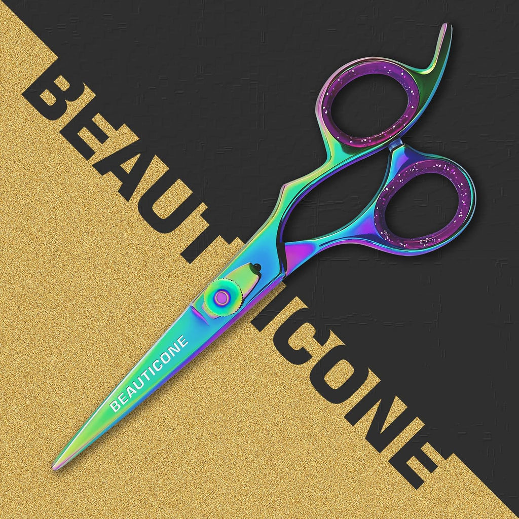 Professional Hair Cutting Scissors – Barber Shears With Razor Sharp Stainless Steel Blade, Leather Pouch Included, Salon Hair Scissors For Men & Women, Multi