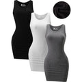 Chongbaijia 3 Pack Summer Dresses For Women 2026 Ribbed Crewneck Tank Top Dress Sleeveless Sundress Basic Bodycon Mini Dress