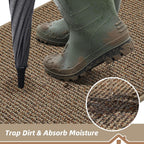 Beqhause Dirt Trapper Door Mat 20" X 32", Non-Slip Washable Doormats, Beige | Entrance Mat Dirt Resistant And Absorbent Welcome Mat, Low Profile Floor Mats For Front Back Door And Entryway