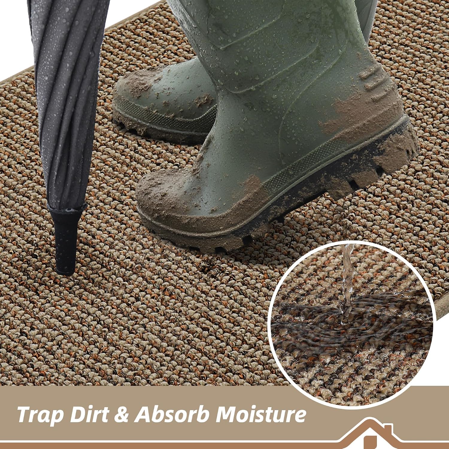 Beqhause Dirt Trapper Door Mat 20" X 32", Non-Slip Washable Doormats, Beige | Entrance Mat Dirt Resistant And Absorbent Welcome Mat, Low Profile Floor Mats For Front Back Door And Entryway
