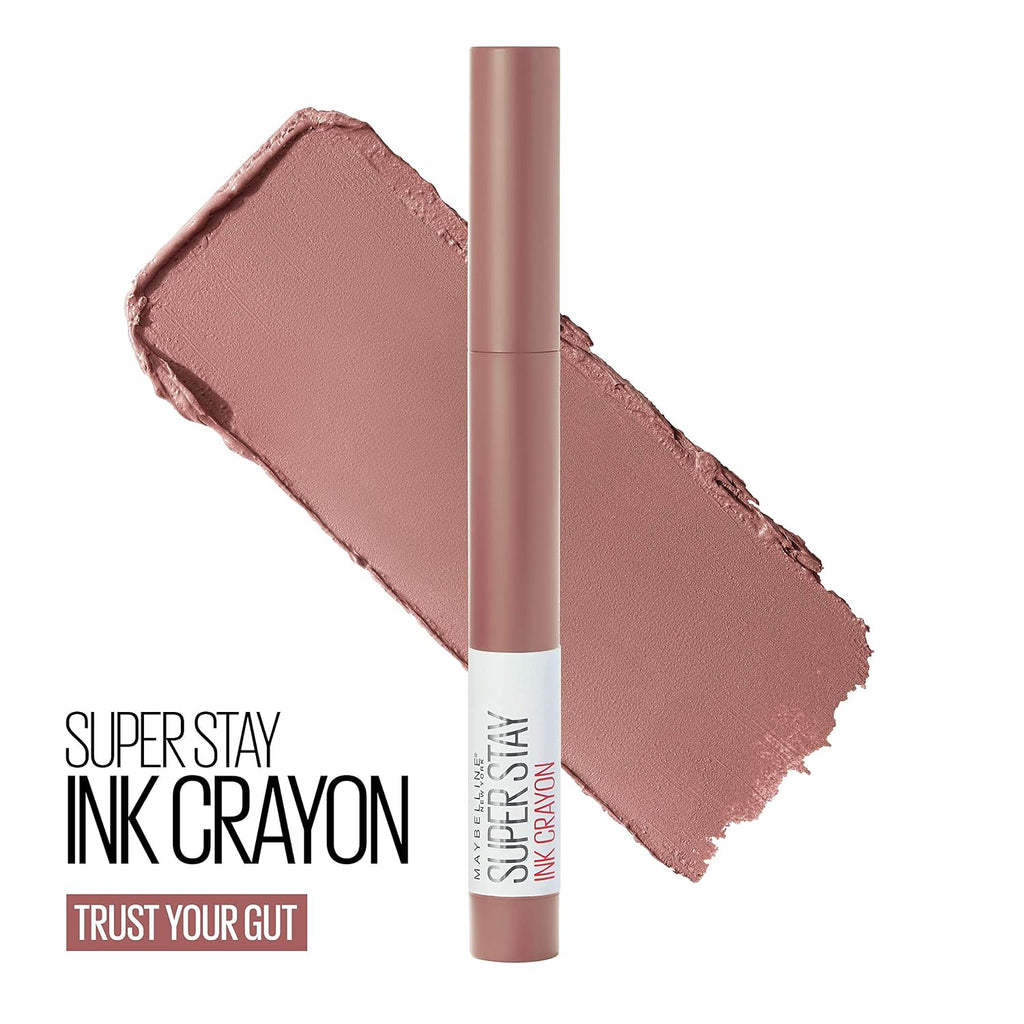 Maybelline Super Stay Ink Crayon Lipstick Makeup, Precision Tip Matte Lip Crayon With Built-In Sharpener, Longwear Up To 8Hrs, Trust Your Gut, Mauve Nude Pink, 1 Count