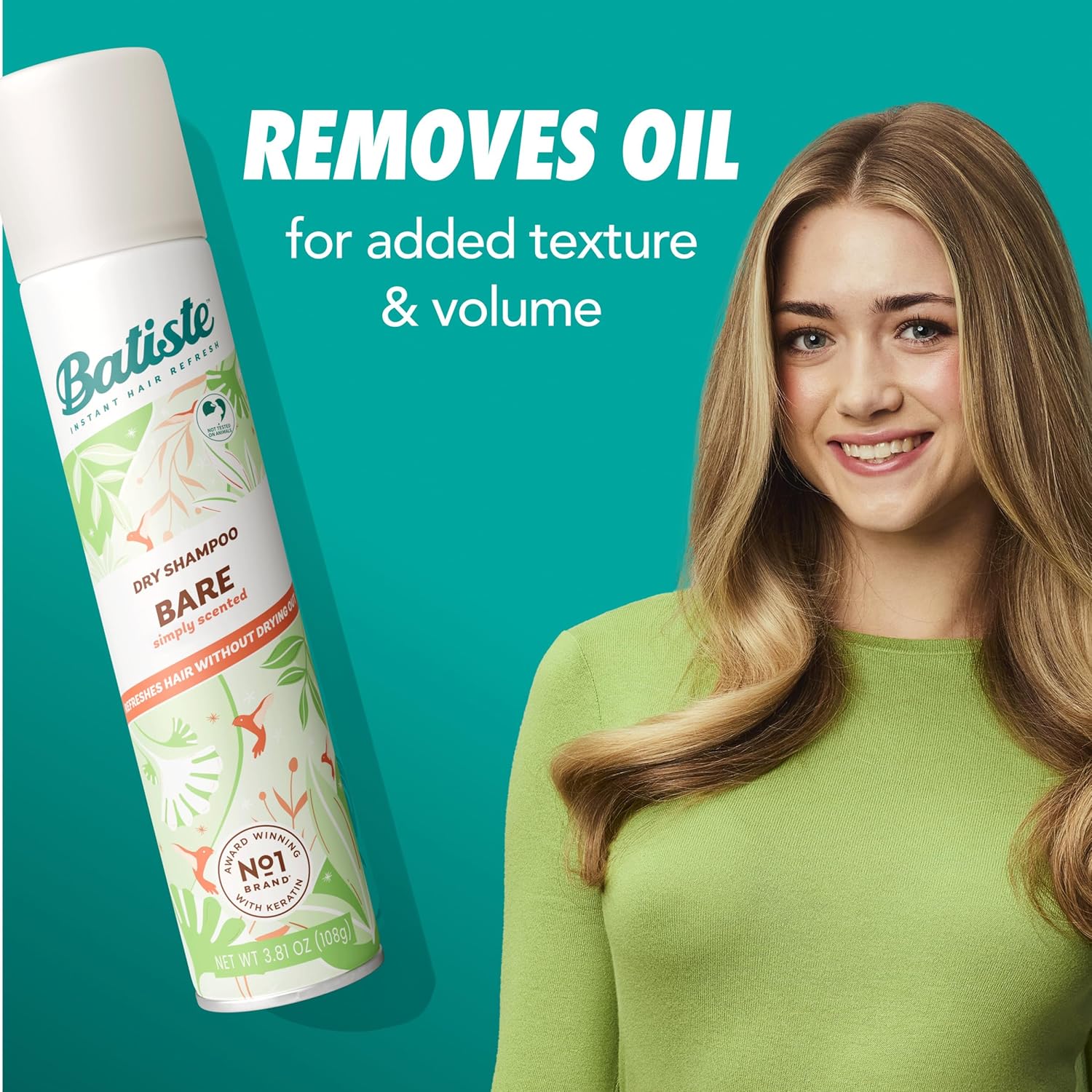 Batiste Dry Shampoo, Bare Fragrance, Refresh Hair and Absorb Oil Between Washes, Waterless Shampoo for Added Hair Texture and Body, 5.71 oz