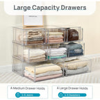Vtopmart 5 Pack Large & Medium Storage Stackable Drawers Set | Easy Assembly Clear Plastic Storage Cabinet, Durable Dresser For Closet, Bedroom, Entryway, Playroom & Apartment Organization