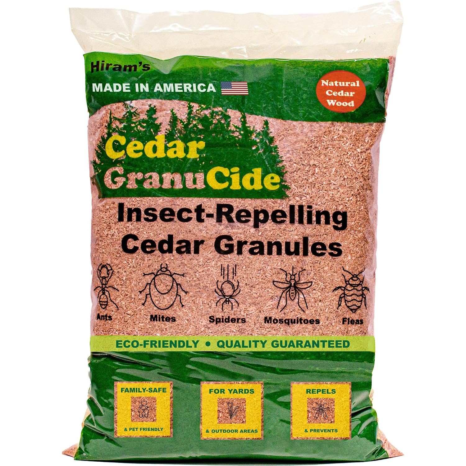 Granucide Cedar Granules | Cedar Chips For Home & Garden | Repels Ants, Aphids, Spiders, Mosquitos | Smells Great & Easy To Use | 1 Bag (8 Lbs)
