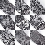 10 Rolls Retro Holographic Nail Foil Transfer Stickers Black Lace Laser Foils Nail Art Supplies Starry Paper Designs for Acrylic Decorations Women DIY Nail Arts Manicure Wraps Charms